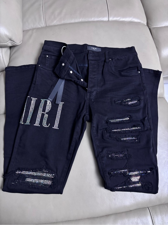 AMIRI Other - AMIRI Black Distressed Rhinestone Skinny Jeans